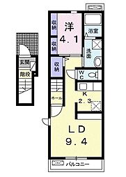 ラブリーA 1LDKの間取図画像