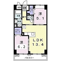 パルコレアーレ 2LDKの間取図画像