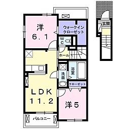 サンマリエ・エルフォーレ 2LDKの間取図画像