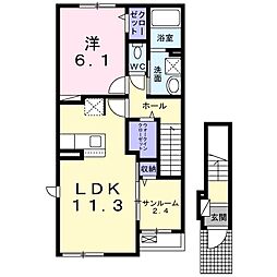 クレール 1LDKの間取図画像