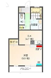 すまいる17番館 1DKの間取図画像