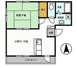 ハイツフロイント 1LDKの間取図画像