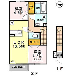 ジュネスアビタシオン 2LDKの間取図画像