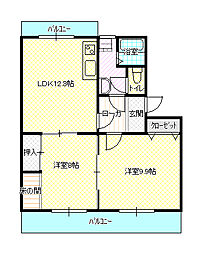 ラフェスタ鴨島 2LDKの間取図画像