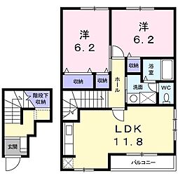 クラール・M 2LDKの間取図画像