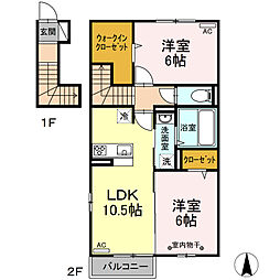 Ｋーパイン 2階2LDKの間取り