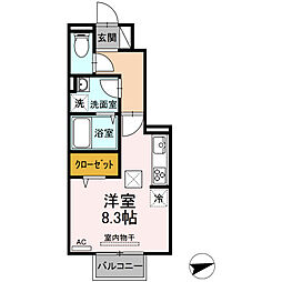 ティエラN ワンルームの間取図画像