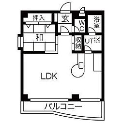 ラヴィアン室賀 1LDKの間取図画像