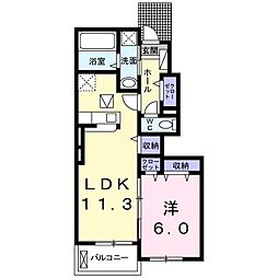 ピュア・ジュネスB 1LDKの間取図画像