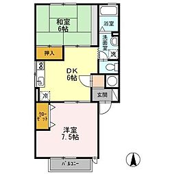NITディアコート 2階2DKの間取り