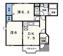 エトワール 2DKの間取図画像