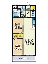 グレースヒル 2LDKの間取図画像