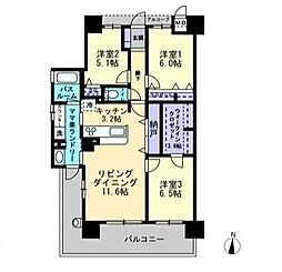 アルファスマート国分 3LDKの間取図画像