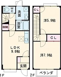 クレストビレッジ2 2LDKの間取図画像