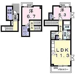 ラ・ソレイユ西花輪3 2LDKの間取図画像