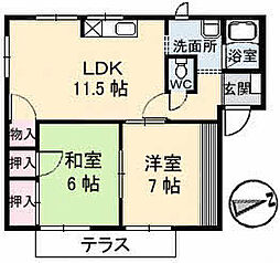 ドムスヒルズF館 2LDKの間取図画像