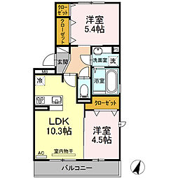 セキュレア須屋J棟 2LDKの間取図画像