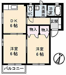 ディアーナHIROB 2DKの間取図画像