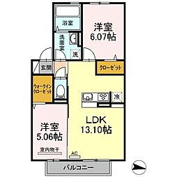 ラヴィベール 2LDKの間取図画像