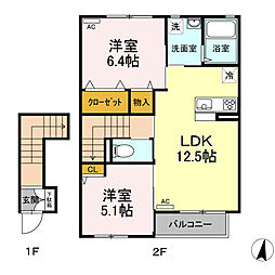 メゾンド・ノワール 2LDKの間取図画像