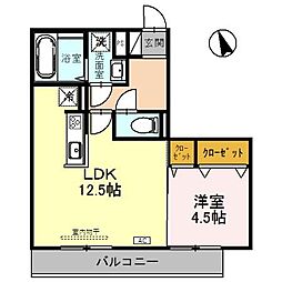Coco上米島 1LDKの間取図画像