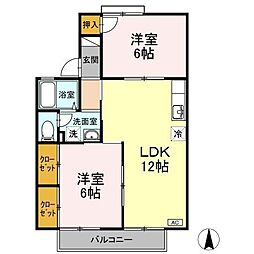 セジュール西村A 2LDKの間取図画像