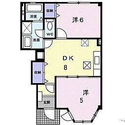 シャン・ド・フルール 2DKの間取図画像