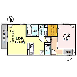 リベルテ 1LDKの間取図画像