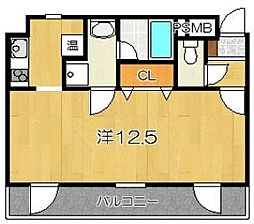 リラクセ大枝 1Kの間取図画像
