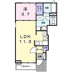 ヌーベル・バーグ 1LDKの間取図画像