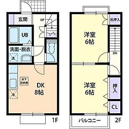 プライムヒルA 2DKの間取図画像