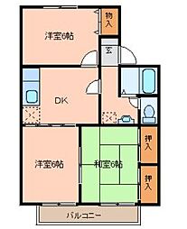 クレールシティＢ 1階3DKの間取り