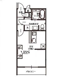 reve中島 1階ワンルームの間取り