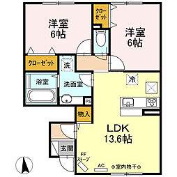 サンプレイス神田　Ａ 1階2LDKの間取り