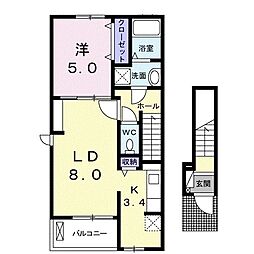ブライト安芸C 1LDKの間取図画像