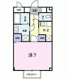 ヴィラージュD 1Kの間取図画像
