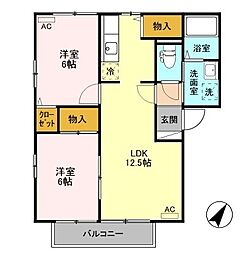 ロイヤルバレー田島 2LDKの間取図画像