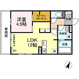 アルバルーチェ黒髪 1LDKの間取図画像