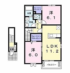 ラ・ルーチェA 2LDKの間取図画像