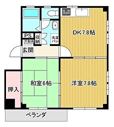 T-estMansion 2DKの間取図画像