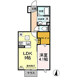 アムール二本松　Ｂ 1階1LDKの間取り