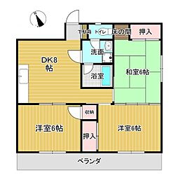 七福ビル　大橋町 4階3DKの間取り