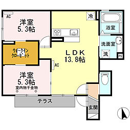 エトワール那加 2LDKの間取図画像