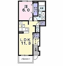 サクラストリート1 1LDKの間取図画像