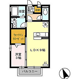 ウィズダム波佐見 1LDKの間取図画像