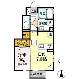 ライフステージA 1DKの間取図画像
