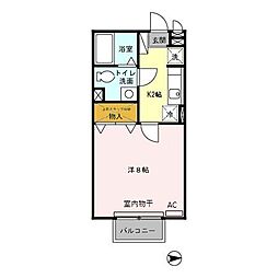 ハミングバード新栄 1Kの間取図画像