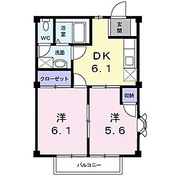 サンハウス 2DKの間取図画像