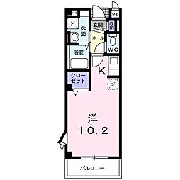 プリムローズ2 ワンルームの間取図画像
