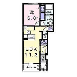 セレノひばりが丘I 1階1LDKの間取り